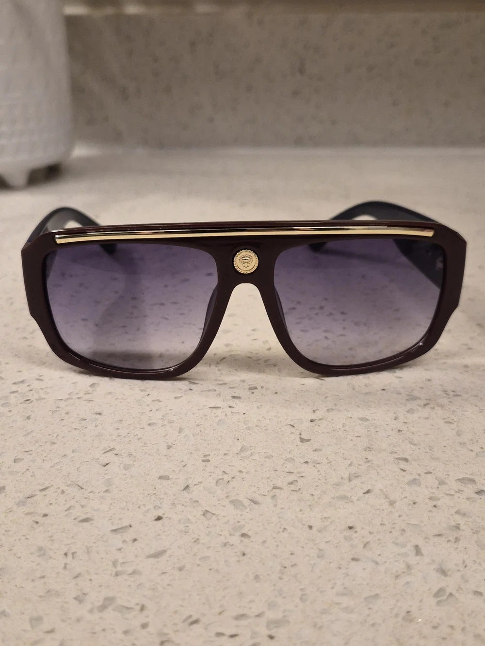 Versace Mens Sunglasses in Dark Burgundy with Gold Accent